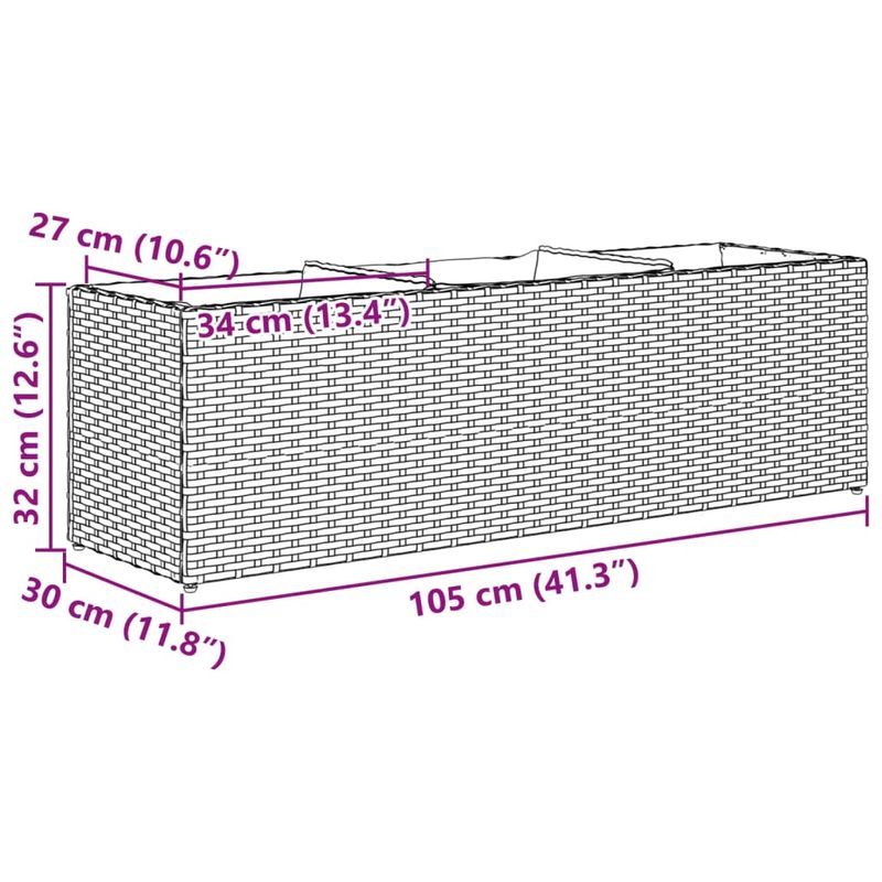 Casa si Gradina - Gradinarit si plante - Plante si ghivece - Ghivece si suporturi - Jardiniera de gradina cu 3 ghivece gri 105x30x32 cm poliratan - Infinity.ro