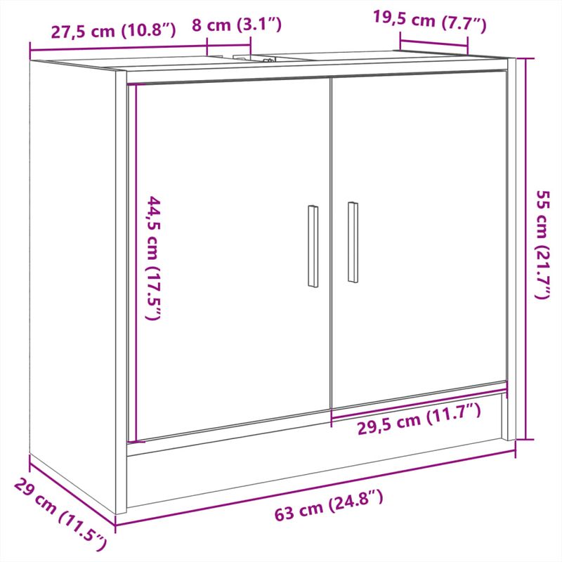 Casa si Gradina - Mobilier - Mobilier baie - Comode baie - Dulap de chiuveta, stejar fumuriu, 63x29x55 cm, lemn prelucrat - Infinity.ro