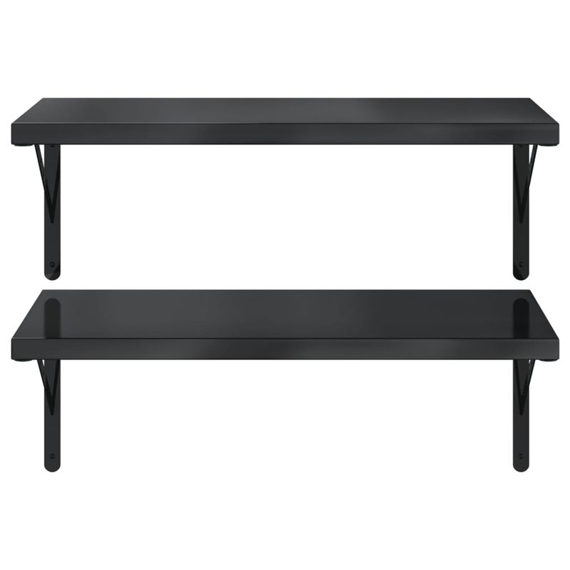 Casa si Gradina - Mobilier - Biblioteci si rafturi - Rafturi - Rafturi de perete 2 buc., 75x40 cm, negru otel inoxidabil - Infinity.ro