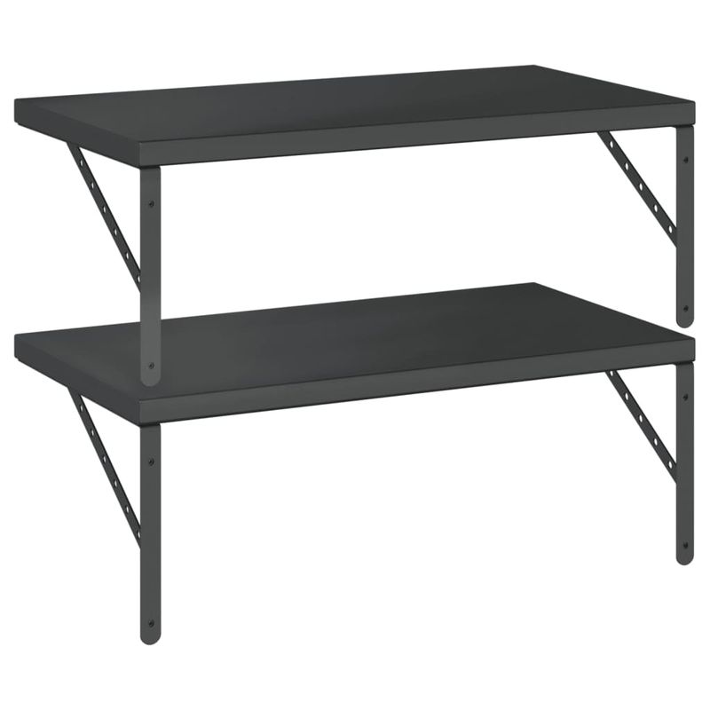Casa si Gradina - Mobilier - Biblioteci si rafturi - Rafturi - Rafturi de perete 2 buc., 75x40 cm, negru otel inoxidabil - Infinity.ro