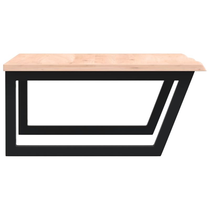 Casa si Gradina - Mobilier - Comode si corpuri - Masute de toaleta - Raft pentru lavoar montat pe perete, otel și lemn masiv stejar, maro și negru, mărime 80x60x2 cm, model trapez - Infinity.ro