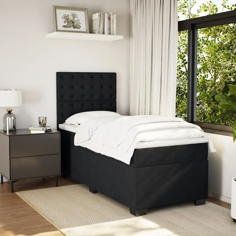 Casa si Gradina - Mobilier - Paturi si accesorii - Paturi - Pat box spring cu saltea, negru, 90x190 cm, catifea - Infinity.ro