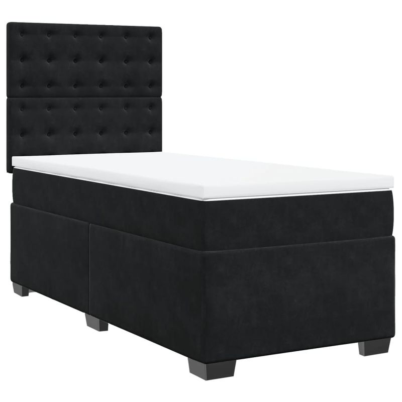 Casa si Gradina - Mobilier - Paturi si accesorii - Paturi - Pat box spring cu saltea, negru, 90x190 cm, catifea - Infinity.ro