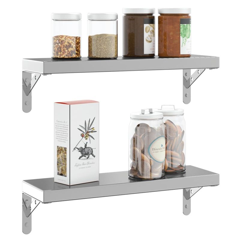 Casa si Gradina - Mobilier - Biblioteci si rafturi - Rafturi - Suporturi rafturi, 4 buc., 15x2,5x11,5 cm argintiu otel inox. - Infinity.ro