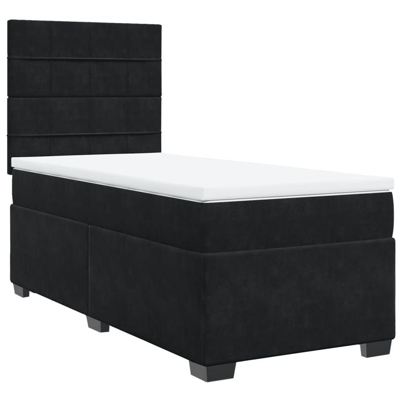 Casa si Gradina - Mobilier - Paturi si accesorii - Paturi - Pat box spring cu saltea, negru, 80x200 cm, catifea - Infinity.ro