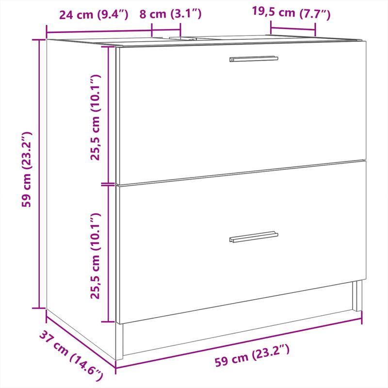 Casa si Gradina - Mobilier - Mobilier baie - Comode baie - Dulap de chiuveta, negru, 59x37x59 cm, lemn prelucrat - Infinity.ro