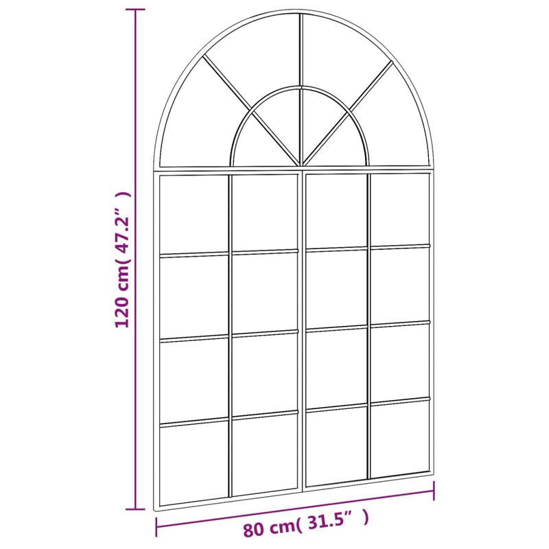 Casa si Gradina - Decoratiuni - Oglinzi - Oglinda de perete, negru, 80x120 cm, arcuita, fier - Infinity.ro