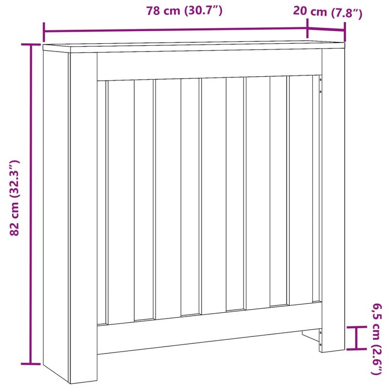 Casa si Gradina - Termice - Calorifere si accesorii - Accesorii calorifere - Masca pentru calorifer stejar artizanal 78x20x82 cm lemn, design lamele verticale - Infinity.ro