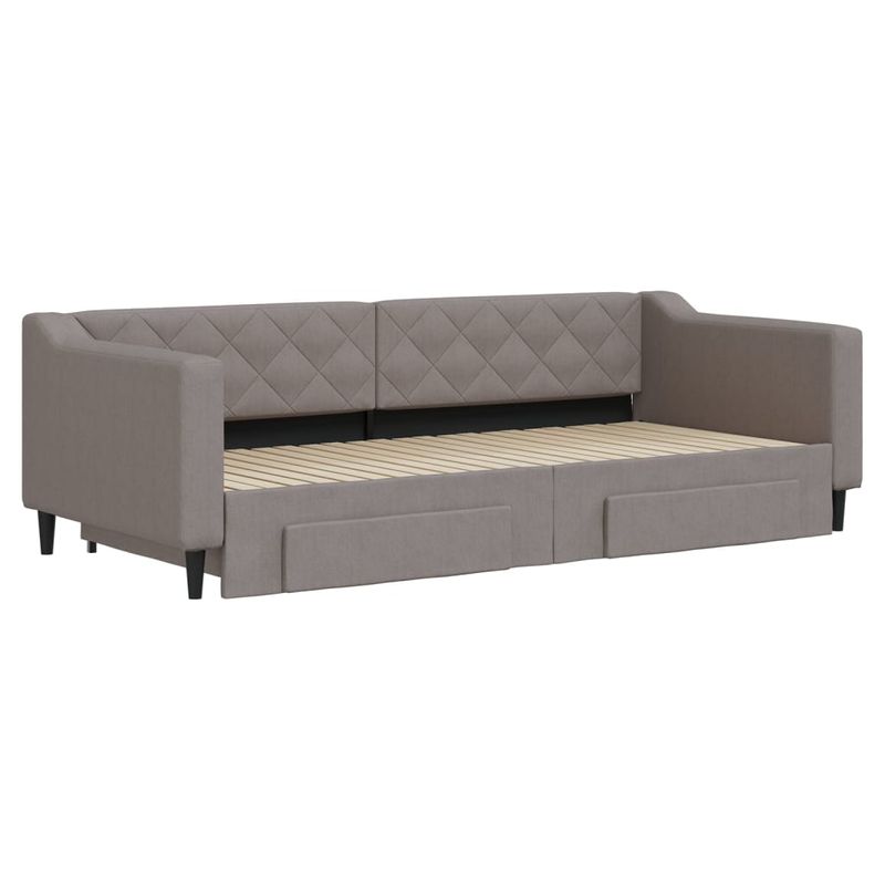 Casa si Gradina - Mobilier - Paturi si accesorii - Paturi - Pat de zi cu extensie si sertare, gri taupe, 90x200 cm, textil - Infinity.ro