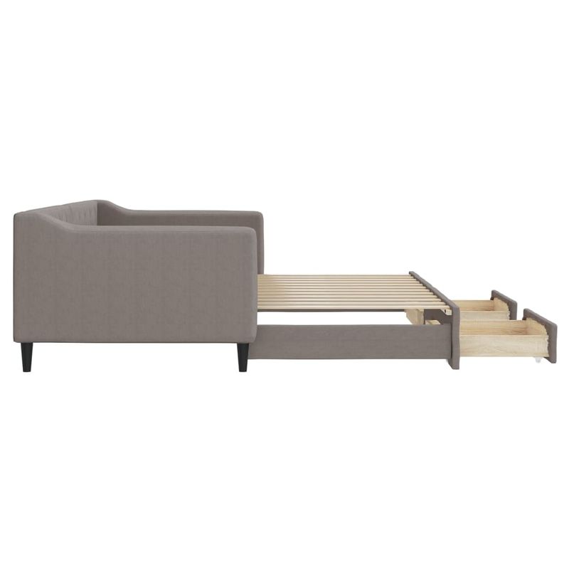 Casa si Gradina - Mobilier - Paturi si accesorii - Paturi - Pat de zi cu extensie si sertare, gri taupe, 90x200 cm, textil - Infinity.ro