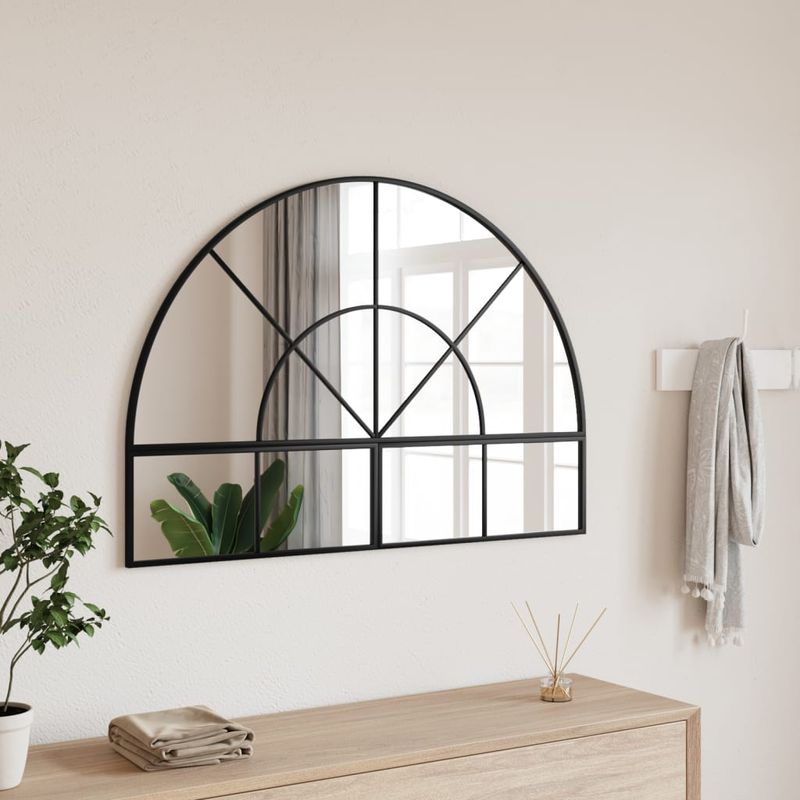 Casa si Gradina - Decoratiuni - Oglinzi - Oglinda de perete, negru, 100x70 cm, arcuita, fier - Infinity.ro