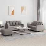 Casa si Gradina - Mobilier - Seturi de mobilier - Seturi living - Set de canapea cu perne, 3 piese, gri taupe, material textil - Infinity.ro