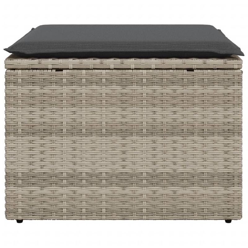 Casa si Gradina - Gradina si terasa - Mobilier exterior - Scaune si sezlonguri gradina - Taburet de gradina cu pernă gri deschis, 55x55x37 cm, poliratan, model fără depozitare - Infinity.ro
