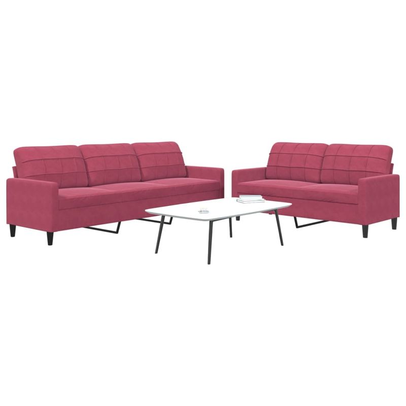 Casa si Gradina - Mobilier - Seturi de mobilier - Seturi living - Set canapele cu perne, 2 piese, rosu vin, catifea - Infinity.ro