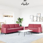 Casa si Gradina - Mobilier - Seturi de mobilier - Seturi living - Set canapele cu perne, 2 piese, rosu vin, catifea - Infinity.ro