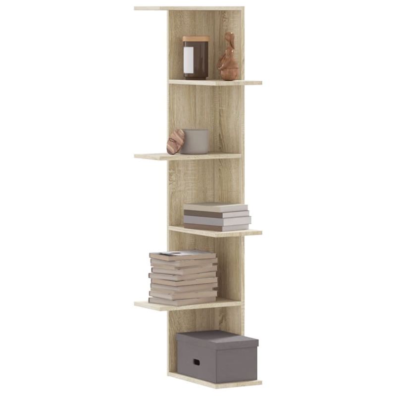 Casa si Gradina - Mobilier - Biblioteci si rafturi - Rafturi - Raft coltar perete stejar sonoma 36,5x36,5x140cm lemn prelucrat - Infinity.ro