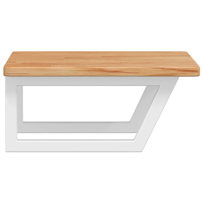Casa si Gradina - Mobilier - Biblioteci si rafturi - Rafturi - Raft pentru lavoar montat pe perete, otel și lemn masiv stejar, maro deschis și alb, mărime 50x50x2.5 cm, model trapez - Infinity.ro