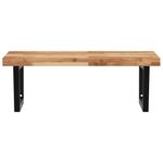 Casa si Gradina - Mobilier - Comode si corpuri - Masute de toaleta - Raft pentru lavoar montat pe perete, otel și lemn masiv acacia, maro închis și negru, mărime 100x60x4 cm, model trapez - Infinity.ro