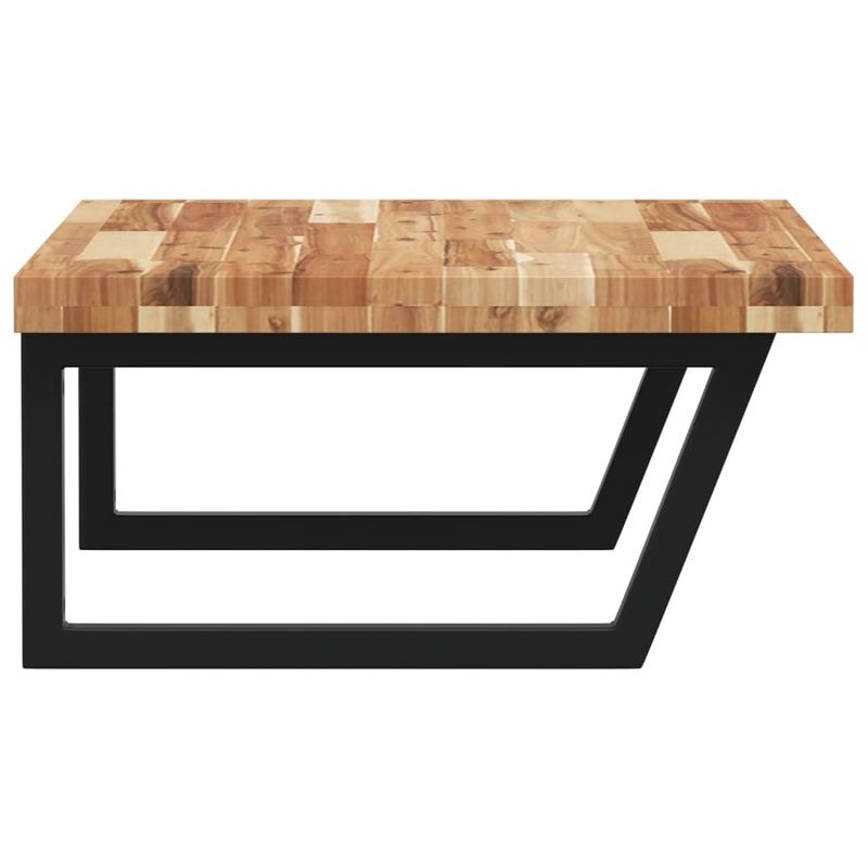 Casa si Gradina - Mobilier - Comode si corpuri - Masute de toaleta - Raft pentru lavoar montat pe perete, otel și lemn masiv acacia, maro închis și negru, mărime 100x60x4 cm, model trapez - Infinity.ro