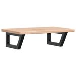 Casa si Gradina - Mobilier - Biblioteci si rafturi - Rafturi - Raft pentru lavoar montat pe perete, otel și lemn masiv stejar, maro și negru, mărime 60x40x2.5 cm, model trapez - Infinity.ro