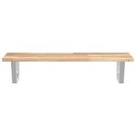 Casa si Gradina - Mobilier - Comode si corpuri - Masute de toaleta - Raft pentru lavoar montat pe perete, otel și lemn masiv acacia, maro și alb, mărime 60x40x2 cm, model trapez - Infinity.ro