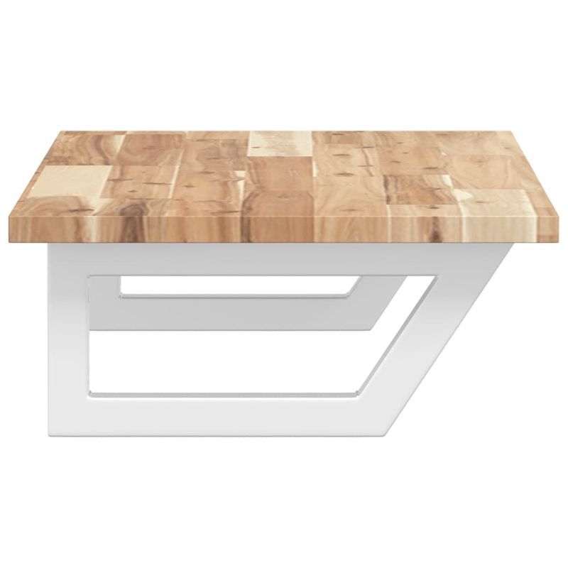 Casa si Gradina - Mobilier - Comode si corpuri - Masute de toaleta - Raft pentru lavoar montat pe perete, otel și lemn masiv acacia, maro și alb, mărime 60x40x2 cm, model trapez - Infinity.ro