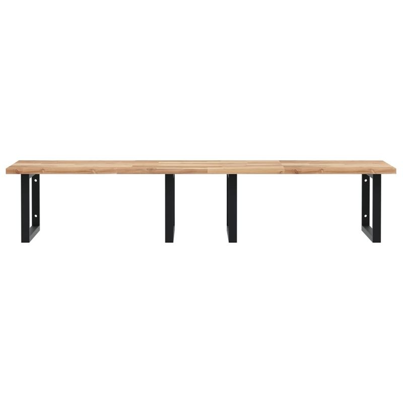 Casa si Gradina - Mobilier - Biblioteci si rafturi - Rafturi - Raft pentru lavoar montat pe perete, otel și lemn masiv acacia, maro și negru, mărime 140x60x2 cm, model dreptunghiular - Infinity.ro
