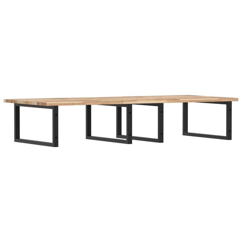 Casa si Gradina - Mobilier - Biblioteci si rafturi - Rafturi - Raft pentru lavoar montat pe perete, otel și lemn masiv acacia, maro și negru, mărime 140x60x2 cm, model dreptunghiular - Infinity.ro