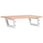 Casa si Gradina - Mobilier - Comode si corpuri - Masute de toaleta - Raft pentru lavoar montat pe perete, otel și lemn masiv stejar, maro deschis și alb, mărime 60x40x2 cm, model trapez - Infinity.ro