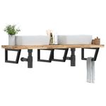 Casa si Gradina - Mobilier - Biblioteci si rafturi - Rafturi - Raft pentru lavoar montat pe perete, otel și lemn masiv acacia, maro și negru, mărime 140x50x4 cm, model trapez - Infinity.ro