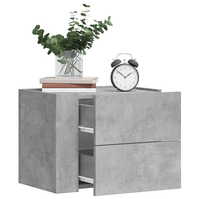Casa si Gradina - Mobilier - Comode si corpuri - Noptiere - Noptiera de perete, gri beton, 45x30x35 cm - Infinity.ro