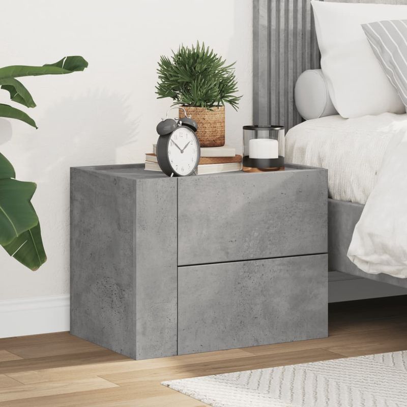 Casa si Gradina - Mobilier - Comode si corpuri - Noptiere - Noptiera de perete, gri beton, 45x30x35 cm - Infinity.ro