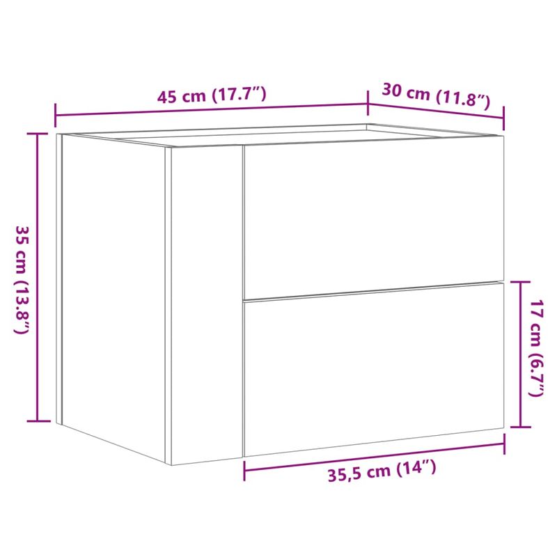 Casa si Gradina - Mobilier - Comode si corpuri - Noptiere - Noptiera de perete, gri beton, 45x30x35 cm - Infinity.ro