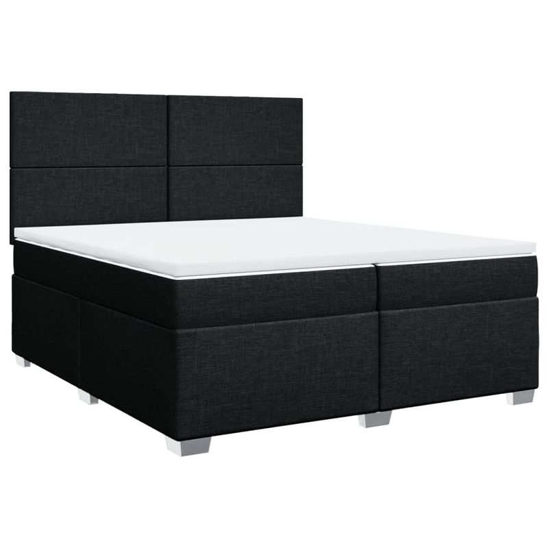 Casa si Gradina - Mobilier - Paturi si accesorii - Paturi - Pat box spring cu saltea, negru, 200x200 cm, textil - Infinity.ro