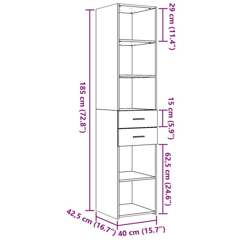Casa si Gradina - Mobilier - Comode si corpuri - Corpuri bucatarie - Dulap inalt, stejar maro, 40x42,5x185 cm, lemn prelucrat - Infinity.ro