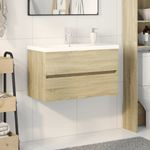 Casa si Gradina - Mobilier - Seturi de mobilier - Seturi baie - Set mobilier de baie, 2 piese, ceramica si lemn prelucrat - Infinity.ro