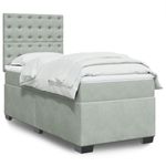 Casa si Gradina - Mobilier - Paturi si accesorii - Paturi - Pat box spring cu saltea, gri deschis, 90x190 cm, catifea - Infinity.ro