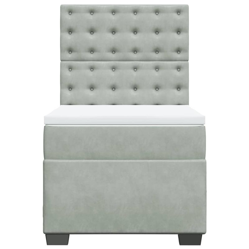 Casa si Gradina - Mobilier - Paturi si accesorii - Paturi - Pat box spring cu saltea, gri deschis, 90x190 cm, catifea - Infinity.ro
