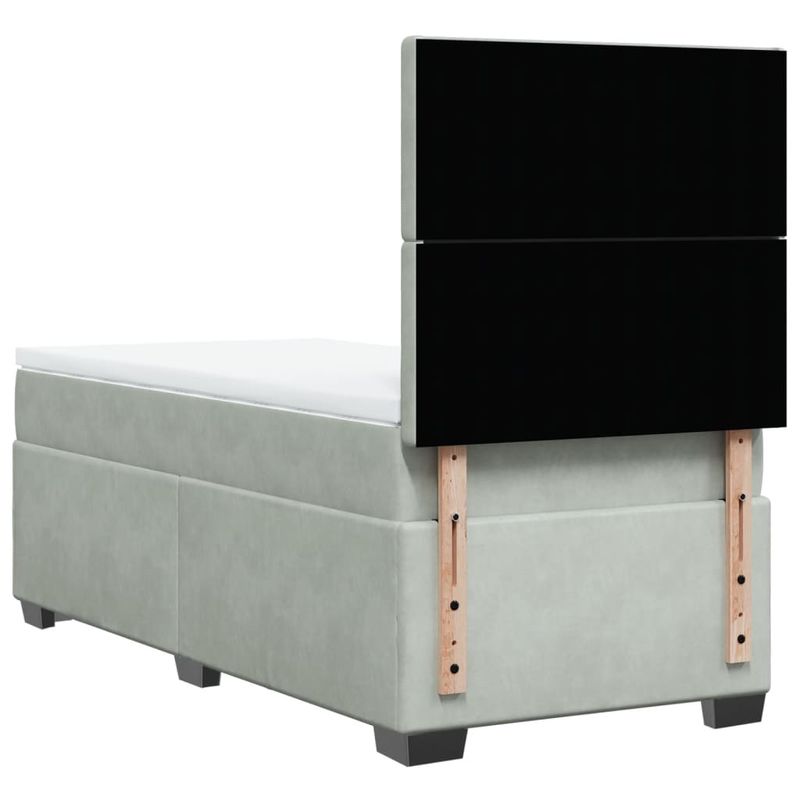 Casa si Gradina - Mobilier - Paturi si accesorii - Paturi - Pat box spring cu saltea, gri deschis, 90x190 cm, catifea - Infinity.ro