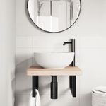 Casa si Gradina - Mobilier - Biblioteci si rafturi - Rafturi - Raft pentru lavoar montat pe perete, otel și lemn masiv stejar, maro și negru, mărime 50x50x4 cm, model dreptunghiular - Infinity.ro