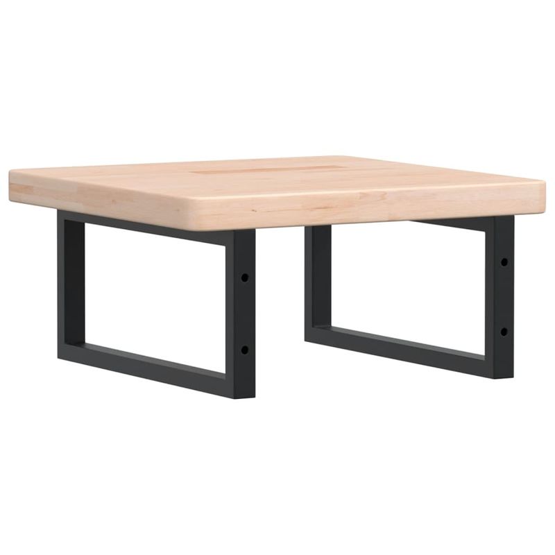 Casa si Gradina - Mobilier - Biblioteci si rafturi - Rafturi - Raft pentru lavoar montat pe perete, otel și lemn masiv stejar, maro și negru, mărime 50x50x4 cm, model dreptunghiular - Infinity.ro