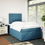Casa si Gradina - Mobilier - Paturi si accesorii - Paturi - Pat box spring cu saltea, albastru, 120x190 cm, catifea - Infinity.ro