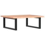 Casa si Gradina - Mobilier - Biblioteci si rafturi - Rafturi - Raft pentru lavoar montat pe perete, otel și lemn masiv stejar, maro deschis și negru, mărime 60x50x2 cm, model dreptunghiular - Infinity.ro