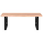 Casa si Gradina - Mobilier - Biblioteci si rafturi - Rafturi - Raft pentru lavoar montat pe perete, otel și lemn masiv stejar, maro deschis și negru, mărime 60x50x2 cm, model dreptunghiular - Infinity.ro