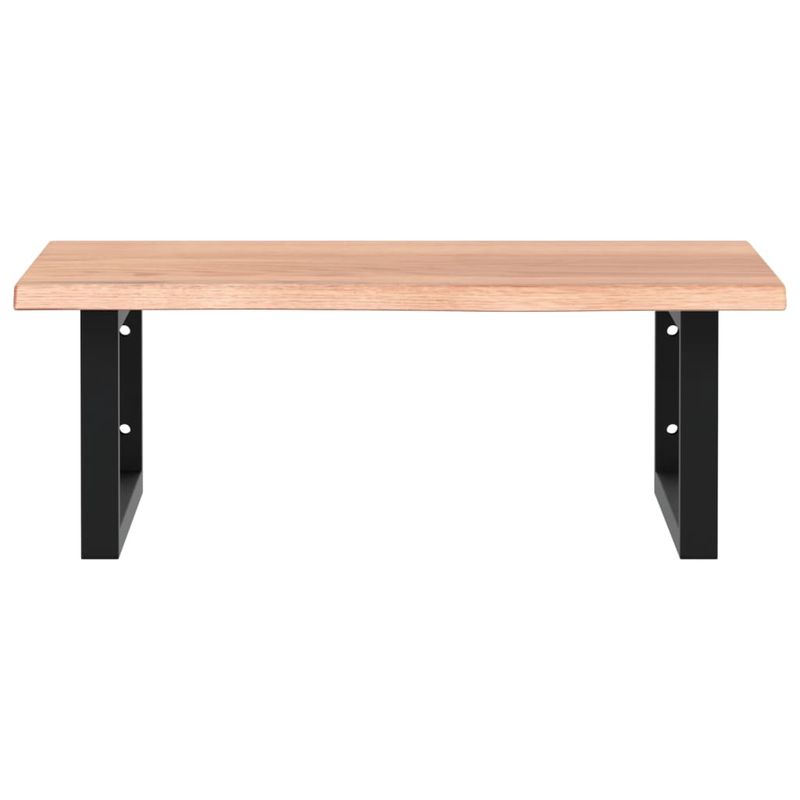 Casa si Gradina - Mobilier - Biblioteci si rafturi - Rafturi - Raft pentru lavoar montat pe perete, otel și lemn masiv stejar, maro deschis și negru, mărime 60x50x2 cm, model dreptunghiular - Infinity.ro