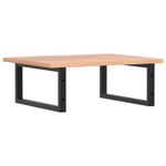 Casa si Gradina - Mobilier - Biblioteci si rafturi - Rafturi - Raft pentru lavoar montat pe perete, otel și lemn masiv stejar, maro deschis și negru, mărime 60x50x2 cm, model dreptunghiular - Infinity.ro