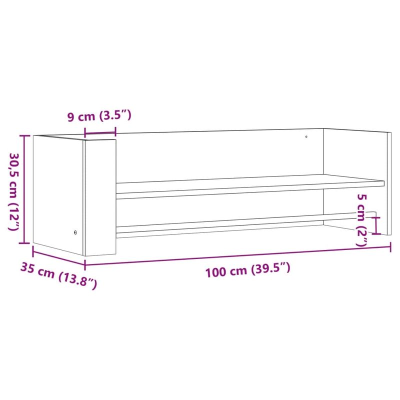 Casa si Gradina - Mobilier - Biblioteci si rafturi - Rafturi - Raft de perete, gri sonoma, 100x35x30,5 cm, lemn prelucrat - Infinity.ro