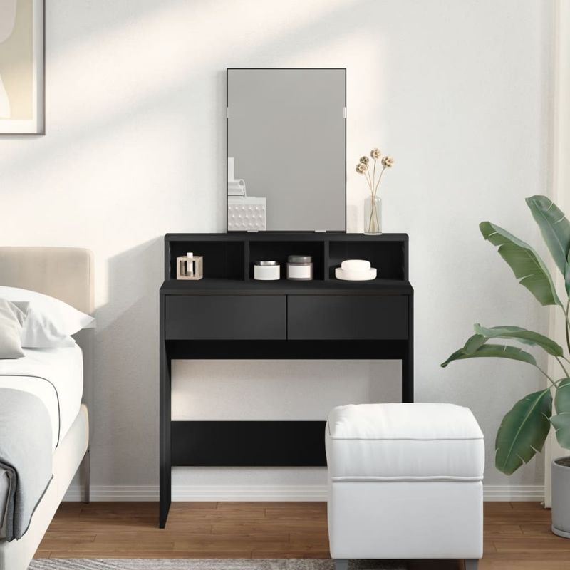 Casa si Gradina - Mobilier - Comode si corpuri - Masute de toaleta - Masa de toaleta cu oglinda, negru, 80x41x144,5 cm - Infinity.ro