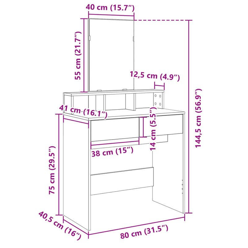 Casa si Gradina - Mobilier - Comode si corpuri - Masute de toaleta - Masa de toaleta cu oglinda, negru, 80x41x144,5 cm - Infinity.ro