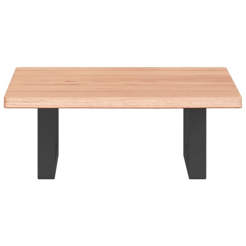 Casa si Gradina - Mobilier - Biblioteci si rafturi - Rafturi - Raft pentru lavoar montat pe perete, otel și lemn masiv stejar, maro deschis și negru, mărime 40x60x2 cm, model dreptunghiular - Infinity.ro